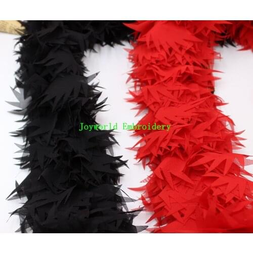 Hot Pink Chiffon Flower Lace Apparel Sewing Lace Appliqued Boa Ribbon Lace 3D Shiffon Floral Lace 5CM Wide