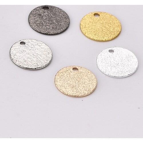 Copper plated double glitter sand texture frosted earrings pendant DIY necklace accessories