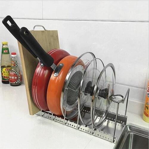 Metal Pan Pot Lid Organizer Adjustable Dish Rack Drainer Cutting Board Holder Cookware Stand Holder for Cabinet Storage