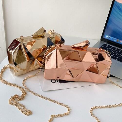 Fashionable Metal Box Dinner Bag Spring/Summer New Personality Stereotype Female Bag Trendy Chain Shoulder Crossbody Bag Clutch