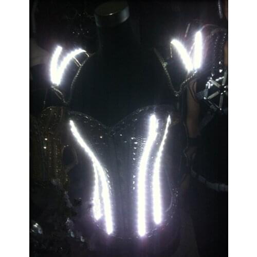 Fashion Led Luminous Performance Fashion Show Costumes Growing Female Warrior Armor Singer DJ Clothes Ballroom