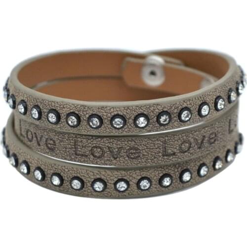 Kirykle Fashion Bling jewelry Multilayer wrapped bracelet for women Punk rivet bracelet Charm bracelet with lettering