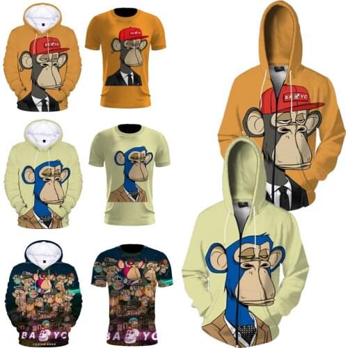 NFT Bored Ape Yacht Club BYAC Same Monkey Custom Original Design Men Women Sweatshirts Harajuku Hoodie High Street T-Shirt