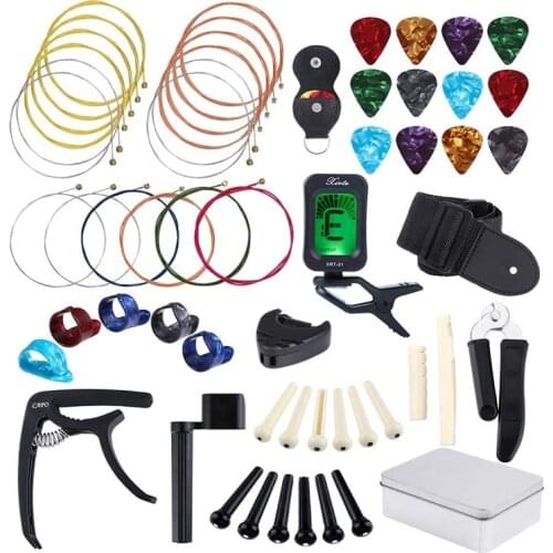 Guitar Accessories Kit Guitar Strings Replacement Changing Tool Kit For Guitar Players And Guitar Beginners(56 Pcs)