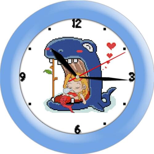 The little mermaid(1) cross stitch kit 14ct 11ct count print canvas wall clock stitching embroidery DIY handmade needlework