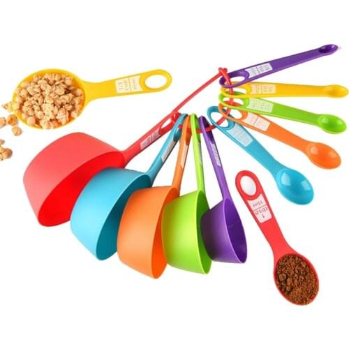12 Pcs Plastic Measuring Cups and Spoons Set,Colored Kitchen Measure Tools, Great for Baking and Cooking(Random Color)