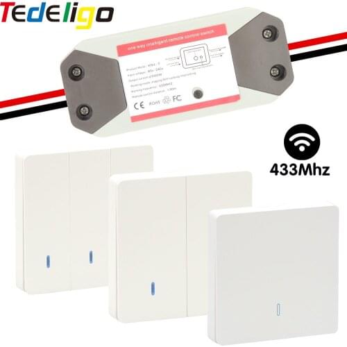 Tedeligo Wall Switch AC 110V 220V 7A Receiver 433Mhz Wireless RF Remote Control 86 WallPanel For Celling Lamp Corridor Room Lamp