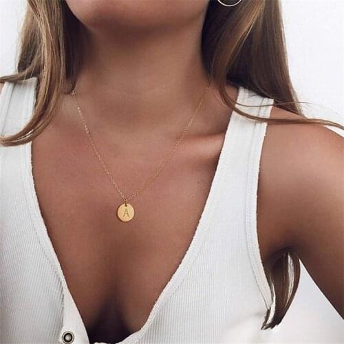 New Mini Initials Pendant Necklace Womens 26 Letter Charm Gold Color Chain Necklace Name Collar Womens Jewelry Gift