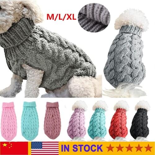 Dog Clothes Winter Dog Sweater Warm Clothes For Small Large Cat Pet Turtleneck Jumper Clothing Coat Knitting Crochet Outfit Vest