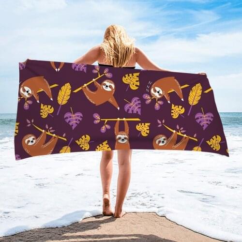 PHAYON 2021 Cartoon Sloth Microfiber Beach Towels for Adult Animals Bath Towels Home/Hotel Travel Shower Towel Accessories