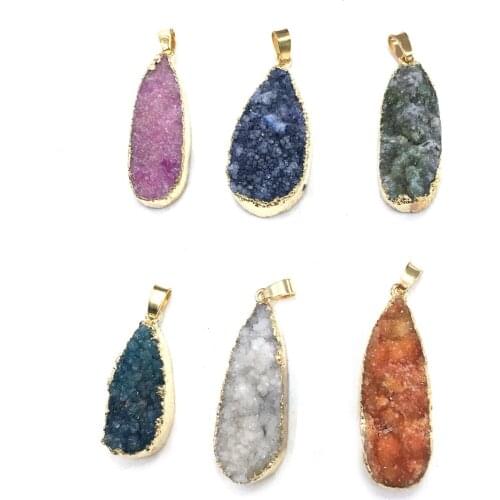 Natural Agates Pendants Waterdrop Shape Colorful Crystal Agates Stone Charms for Jewelry Making Necklace Bracelet Gift