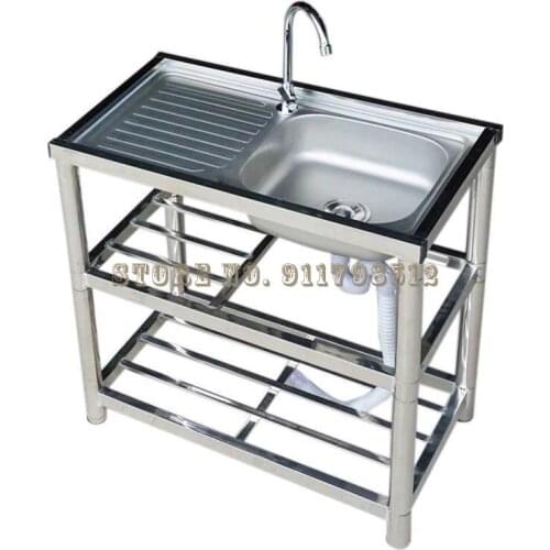 Stainless Steel Sink, Household Sink, Sink, Outdoor Balcony, Rental Room, Simple With Bracket 304 Single Tank
