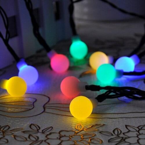 Multicolor 6m Solar Power LED Fairy Lights 30 Matte Ball Solar Lights For Home Party Decoration