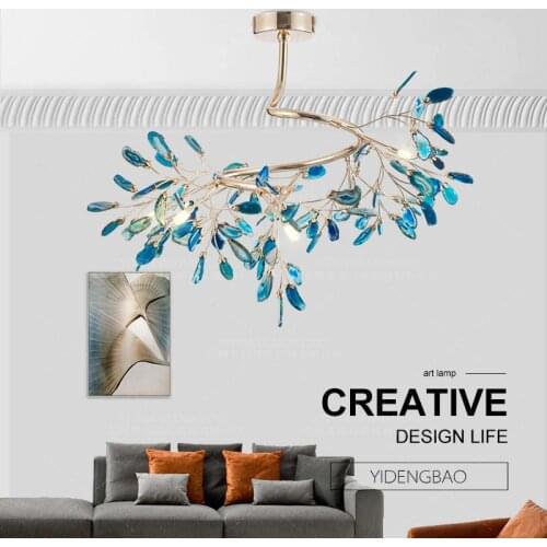 Gold luxury LED agate chandelier lighting with bulb included nordic kitchen chandelier for living room/dining room/bedroom