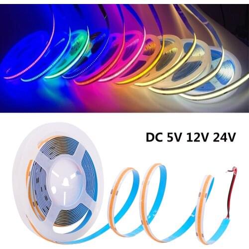 COB LED Strip High Brightness 320 LEDs High Density FOB COB Flexible LED Lights Ra90 3000K 4000K 6000K LED Tape DC5V 12V 24V