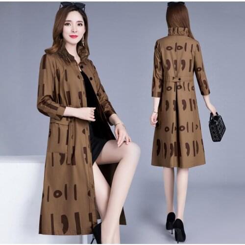 Thin Womens Windbreaker Spring and Autumn New Style Popular Korean Loose and Thin Nine-point Sleeve Printed Jacket