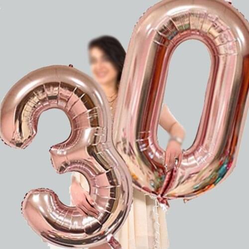32/40inch Number Aluminum Foil Balloons Rose Gold Silver Digit Figure Balloon Child Adult Birthday Wedding Decor Party Supplies