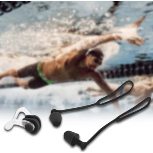 3pc Surfing Nose Clip Waterproof Protector Soft Comfortable With Rope Diving Earplugs Silicone Sports Swimming Non-toxic
