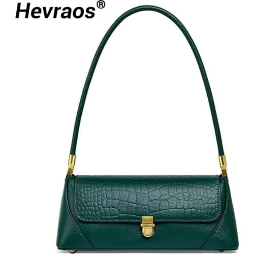 Ladies Shoulder Bag Cowhide Leather Handle Bags Subaxillary Vintage Underarm Summer Small Handbag Female Simple Design Totes Bag