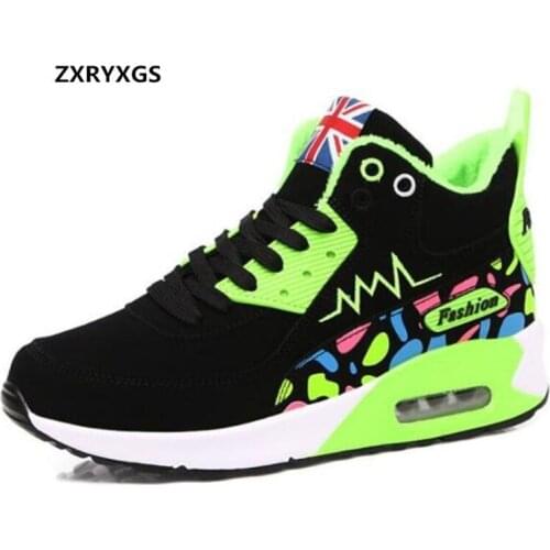 2021 New Spell Color Autumn and Winter Shoes High-Top Cotton Snow Shoes Women Sneakers Air Cushion Students Fashion Casual Shoes