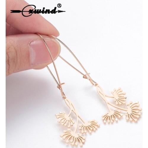 Cxwind Korean Flower Drop Jewelry Flower Dangle Earrings For Women Gilr Fashion Statement Geometric Love Heart Earring Brincos