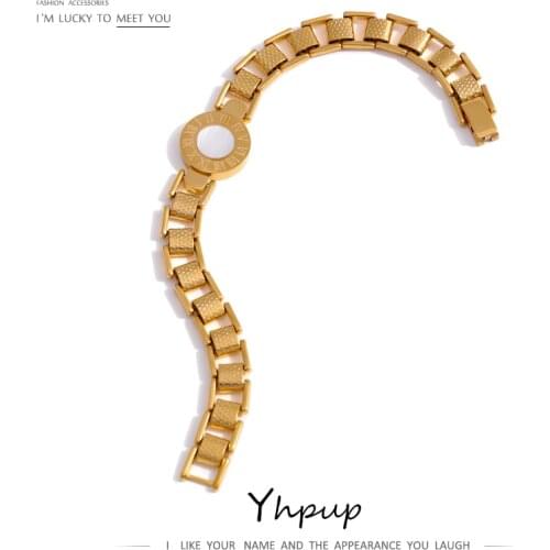 Yhpup 316L Stainless Steel Women Bracelet Trendy Roman Numeral Shell Bracelet браслеты женские бижутерия для женщин New Gift