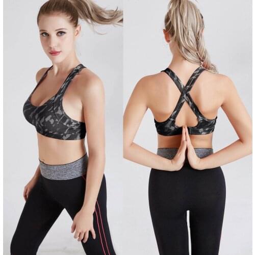 Lady Women Sports Bra Workout Tank Tops Stretch Female Seamless Wirefree Racerback Fitness Padded Professional Bra Vest