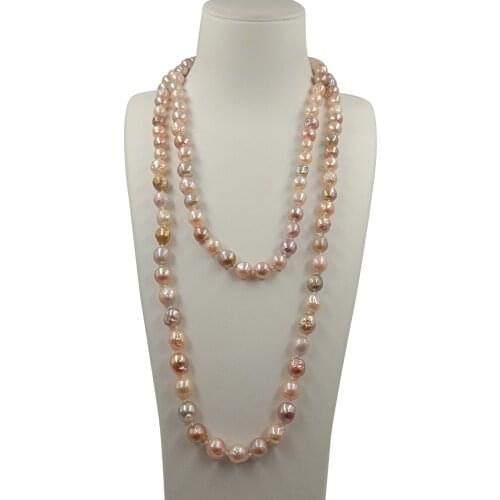 100% NATURE FRESHWATER baroque PEARL LONG NECKLACE-120 CM necklace in near round baroque shape