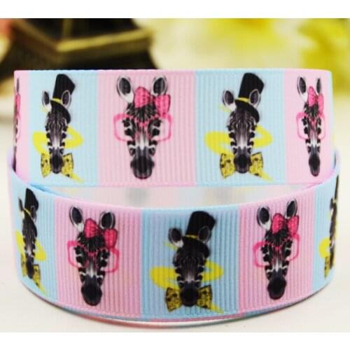 22mm 25mm 38mm 75mm Zebra Cartoon printed Grosgrain Ribbon party decoration 10 Yards X-03411