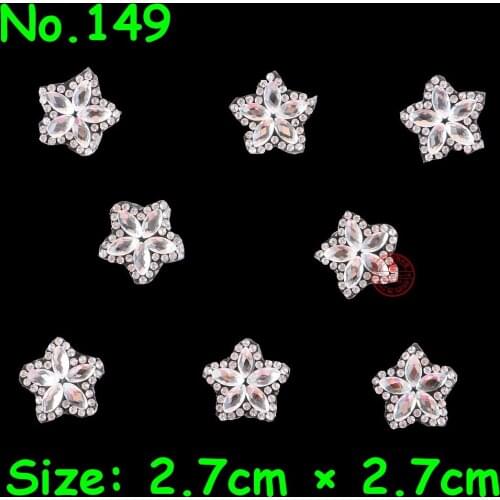 3 Piece White Flower Star Beads Hot Fix Rhinestone Motif Crystal Glass Patch Jewelry Applique For Wedding Dress Headwear Crafts