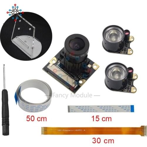 7 in 1 Kit Raspberry Pi 3 Model B+ Zero/W Camera Focal Adjustable Night Vision Camera +IR Light + Holder +FFC for Raspberry Pi