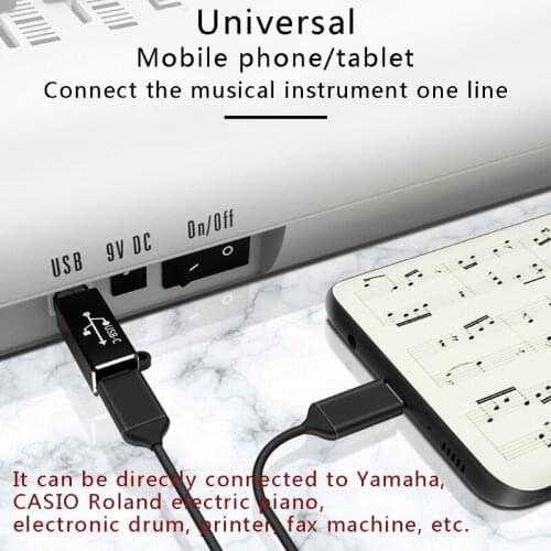 Y1AE USB C Port to MIDI Adapter Fast and Stable Data Transmitting Durable Heat-resistance Widely Used for Electric Piano