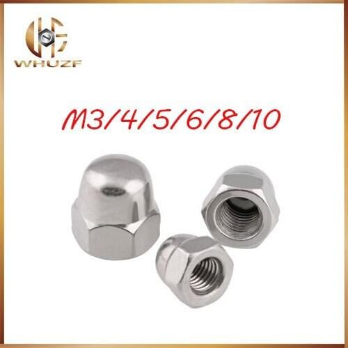 Free shipping M3/M4/M5 Acorn Nut Stainless Steel 304 Dome Head Cap Hex Nuts