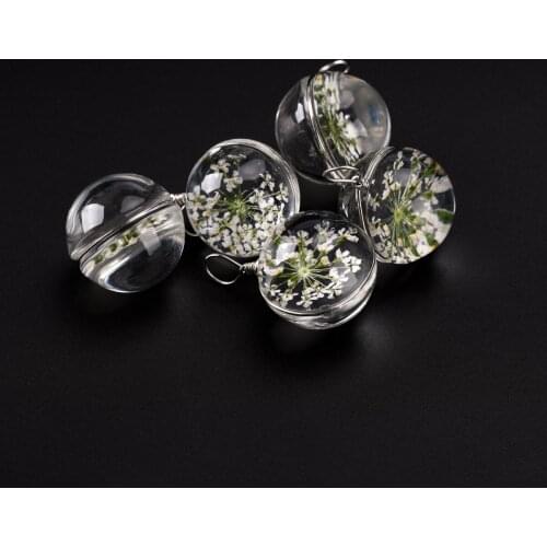 18# Iron Wire Glass Ball And Flowers wholesale Not Ceramic For DIY Earrings Bracelet Necklace Jewelry Making Beads #IZ317