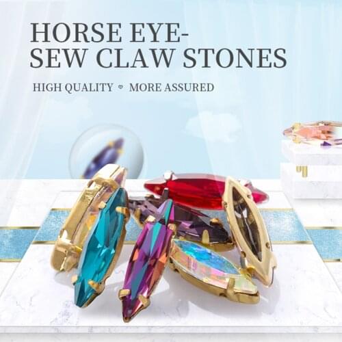 Astrobox Fancy Navette Claw With Stone Sew On Rhinestones Glass Crystal стразы Diamond DIY Clothing Accessories Jewelry Making