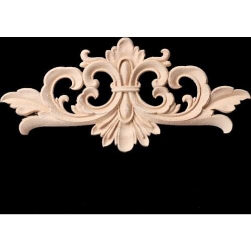 Wood Carved Corner Onlay Applique Frame Decoration Furniture Unpainted Home N58C