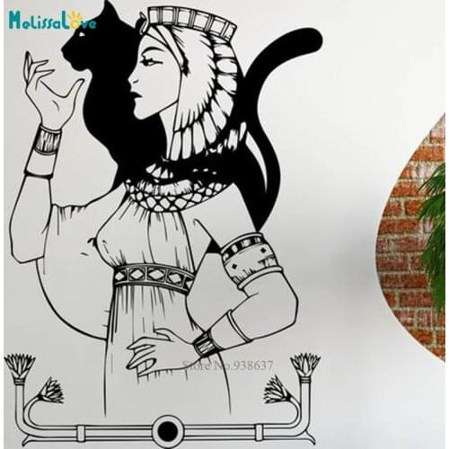 Egyptian Queen Statues Cleopatra Egypt Style Sticker Wall Decal Cool Home Decoration Removable Vinyl Sticker Mural BD274