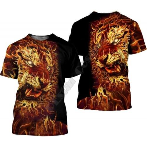3D Printed T Shirts Fire Tiger t shirts Harajuku Streetwear women men Funny Tshirts Short sleeve drop shipping