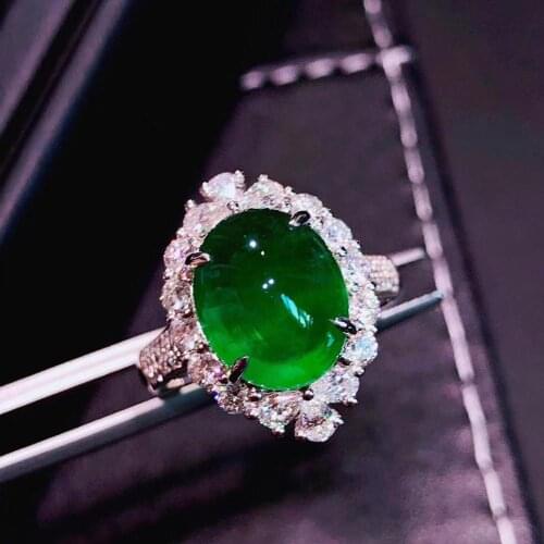H717 Emerald Ring 5.73ct Pure 18 K Gold Jewelry Nature Green Emerald Diamond Female Rings for women Fine Ring