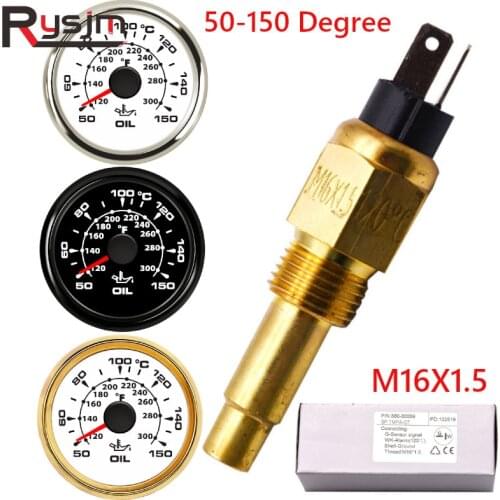 52mm Oil temperature gauge motorcycle 50~150 Degree Oil Temp Meter Indicator Fit Car Truck Boat Vessel Yacht 7 color backlight