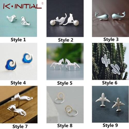 Kinitial Women's Silver Earrings