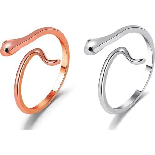 Retro Copper Snake Women Ring Personality Male and Female Punk Wind Serpentine Ring Neutral Hip-Hop StylE Jewelry