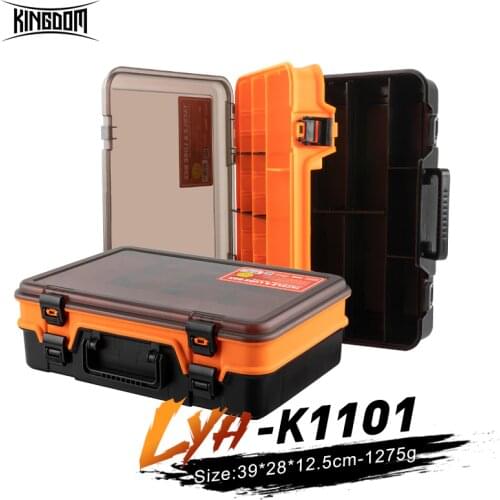 Kingdom Fishing Tackle Boxes Large Capacity Double Layer Multifunctional Portable Reel Line Lure Tool Storage Carp Fishing Box