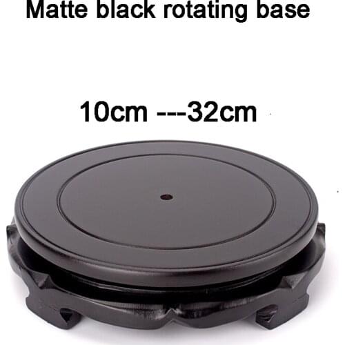 10-32cm Diameter Matte Black Rotating Base High Density Plate Wood Round Base For Flower Vase Teaware Tray