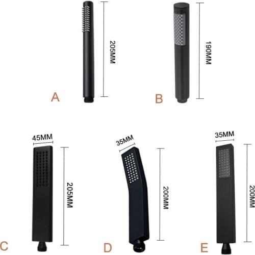 Matte Black Solid Brass Square Round Hand Shower Head Single Function Brass Shower Holder Handheld Bathroom Shower Set with Hose