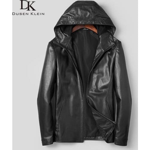 Men Genuine Leather Jacket Real Sheepskin Jackets Casual Short Black Pockets 2019 Autumn New Jacket for Man t1938