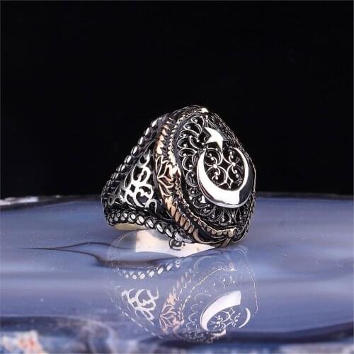 The moon the stars Pattern 925 Sterling 925 K Silver Men 'S Ring