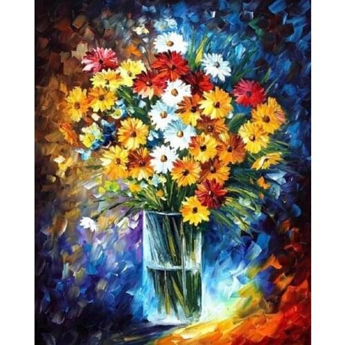 JMINE Div 5D Rainbow Daisy Flower Full Diamond Painting cross stitch kits art High Quality Floral 3D paint by diamonds