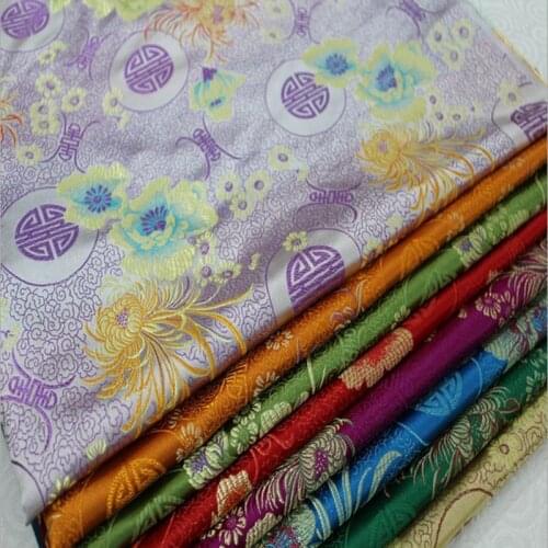 HLQON 75cm width brocade yarn dyed chrysanthemum fabric for patchwork felt tissue telas cheongsam bed sheet dress children coat