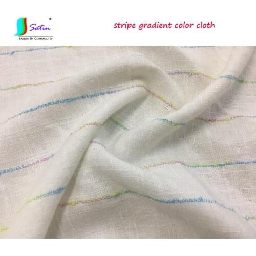 Simple Spring Summer Skirt T-shirt Pants Fashion Clothes Dress Thin Soft White Background Stripe Gradient Rainbow Macaron Fabric